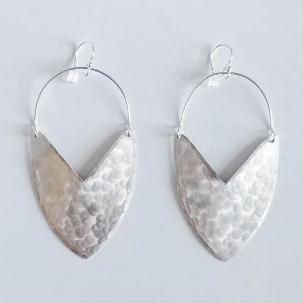 Silver Tulip Shield Earrings