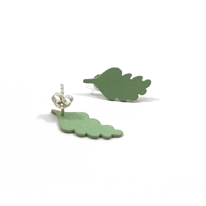 Green Leaf Stud Earrings
