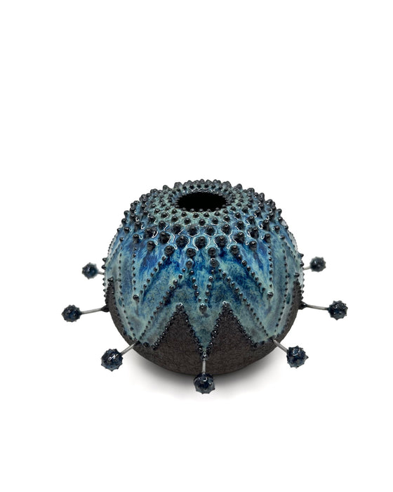 Black Urchin Vessel - Black Dots
