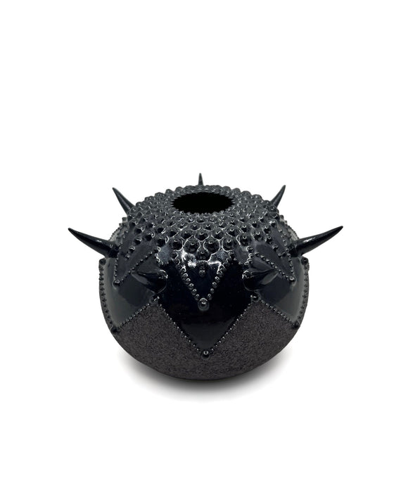 Black Urchin Vessel - Black Glaze