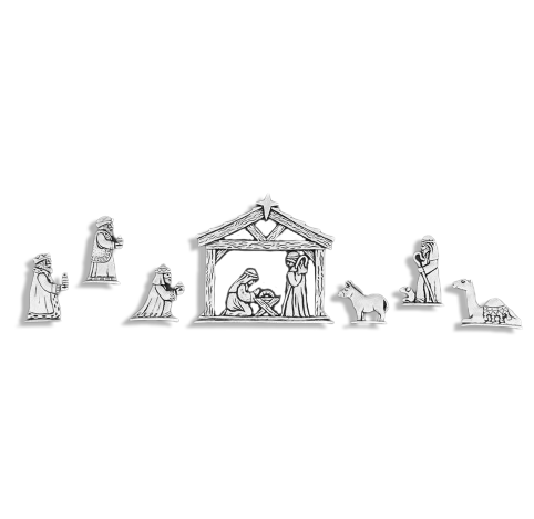 Free-Standing Nativity Set With Creche