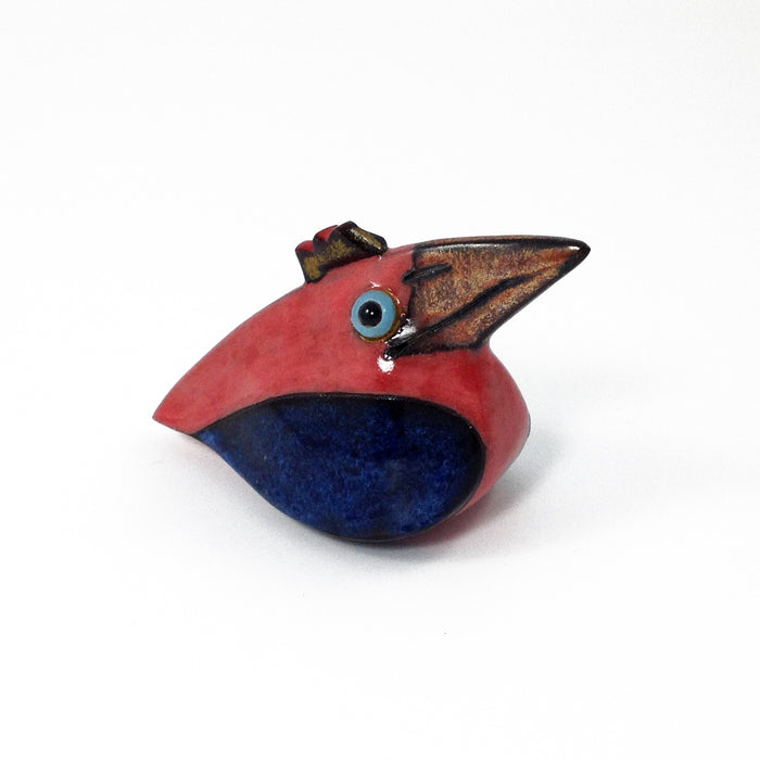 Little Red & Blue Bird with Copper Beak