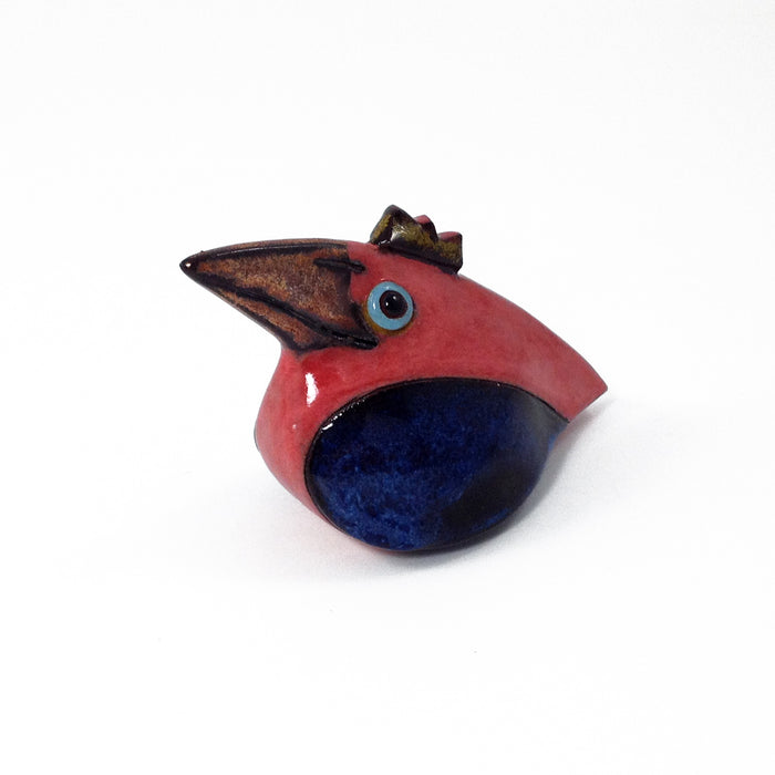 Little Red & Blue Bird with Copper Beak