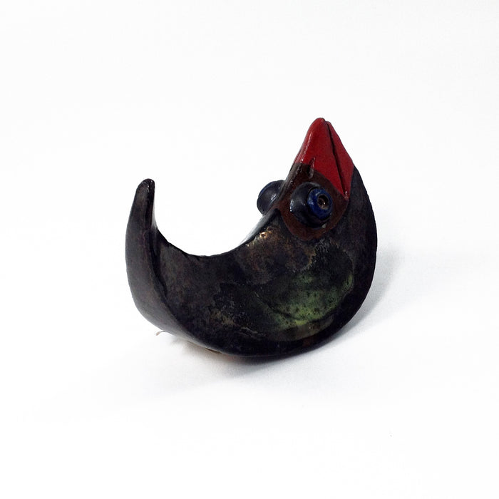 Shiny Black - open red beak