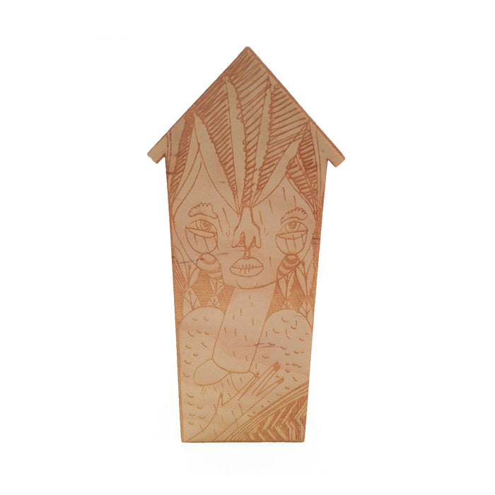 Etched Wood House (Floral)