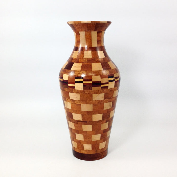 Checker Wood Vase