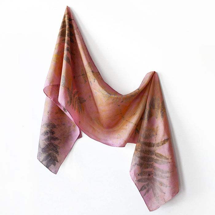 Eco-printed Silk Scarf - sumach & chochineal