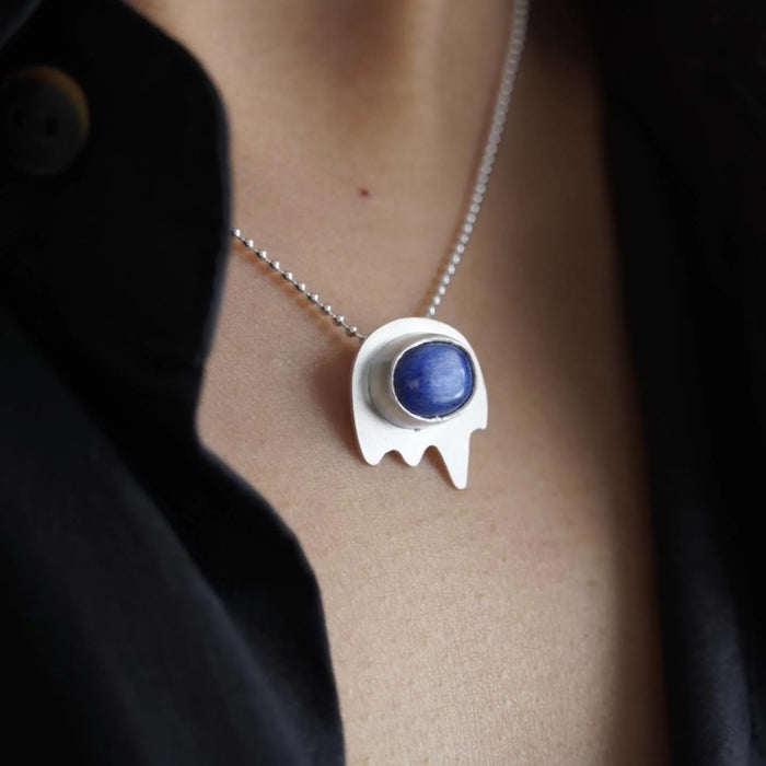 Small Happyghost Necklace with Kyanite Stone
