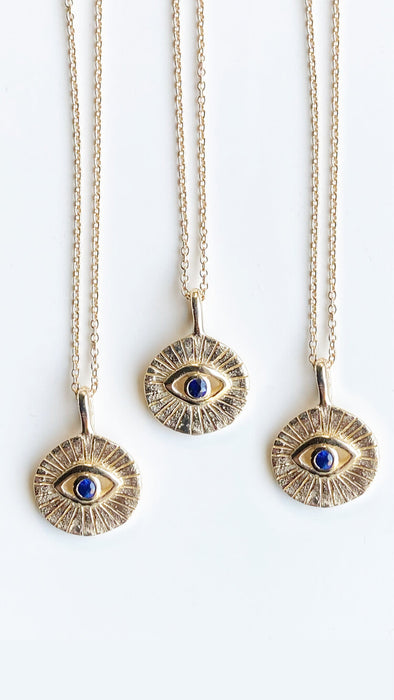 Necklace - 14k Medallion with Sapphire