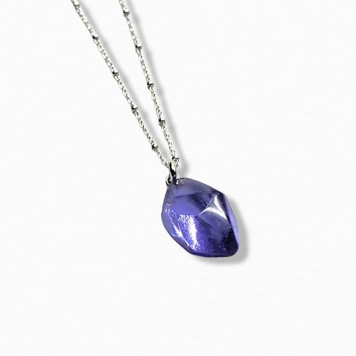 Faceted Crystal Pendant with Silver Chain