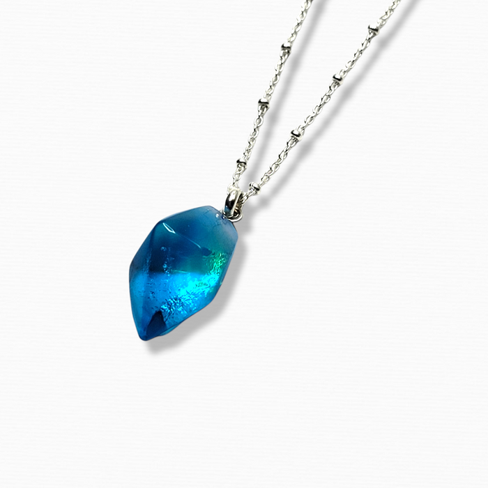 Faceted Crystal Pendant with Silver Chain