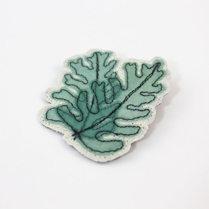 Embroidered Overlapping Leaves Brooch
