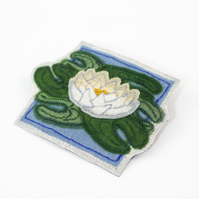 Embroidered Water Lily Brooch