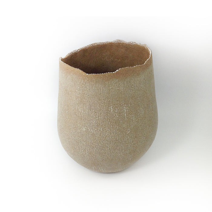 Beige and White Texture Vessel