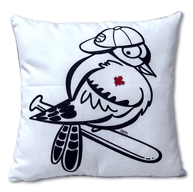 Baseball Blue Jay Pillow Cover - Plaid Back