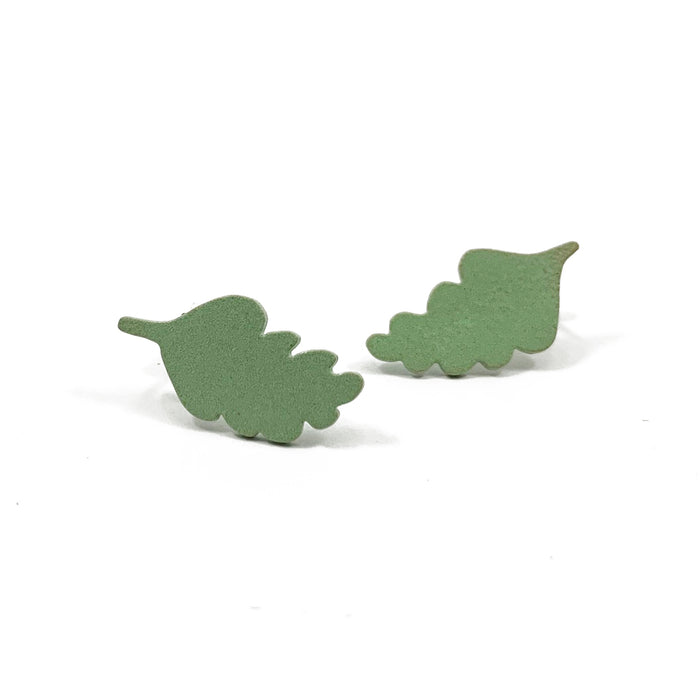 Green Leaf Stud Earrings