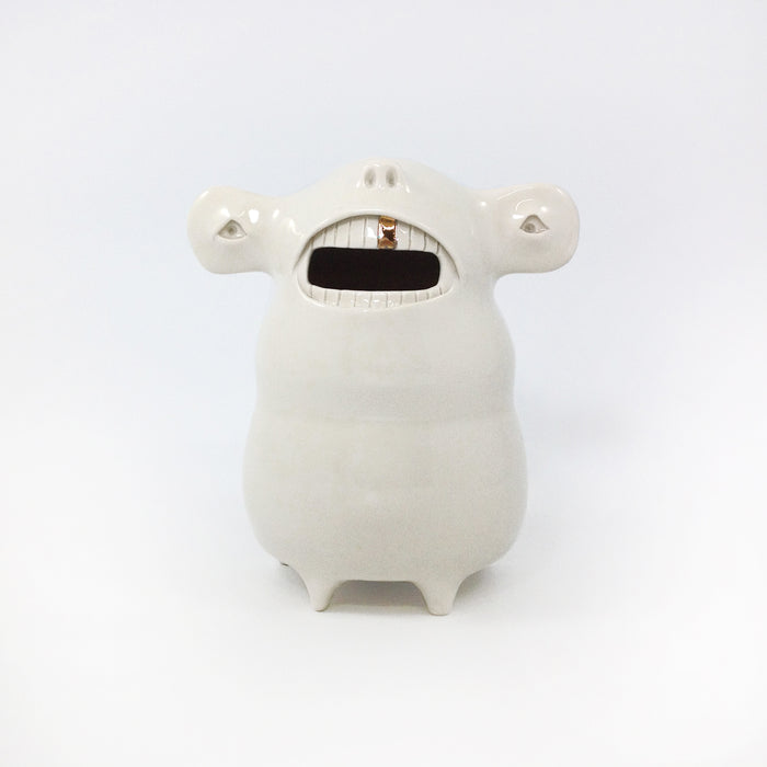 Creature Coin Bank in White Porcelain